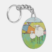 Schapen in de Meadow Sleutelhanger (Voorkant Links)