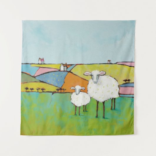 Schapen in de Meadow Wandkleed (Voorkant (horizontaal))