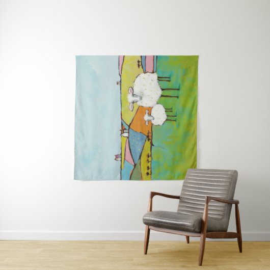 Schapen in de Meadow Wandkleed (In situ)