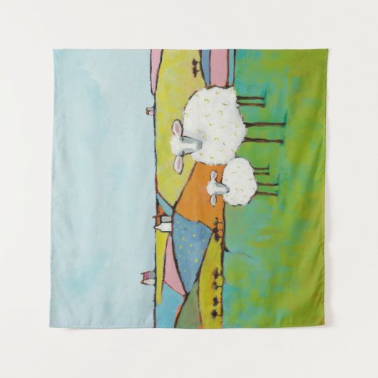 Schapen in de Meadow Wandkleed (Voorkant)