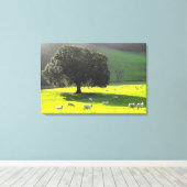 Schapen in de ochtendzon canvas afdruk (Insitu (Houten vloer))