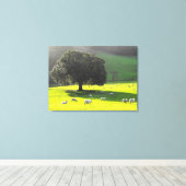 Schapen in de ochtendzon canvas afdruk (Insitu (Houten vloer))
