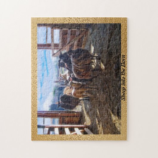 Schapen in de schuur legpuzzel (Verticaal)