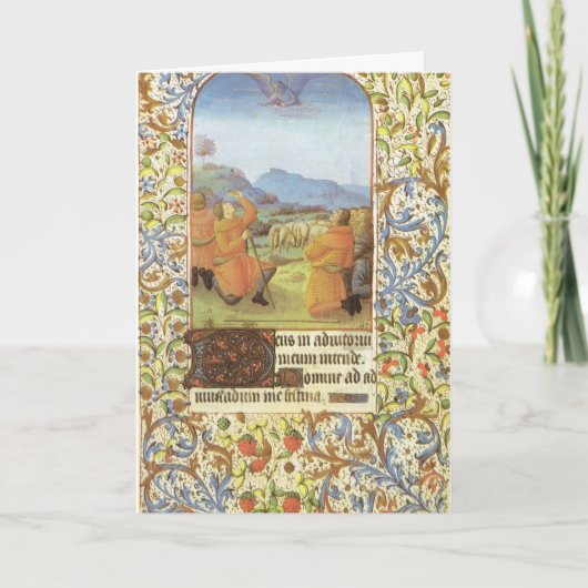 Schapen in de velden nabij Bethlehem, middeleeuws Feestdagen Kaart (Voorkant)