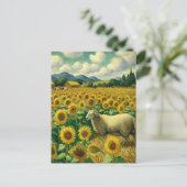 Schapen in de Zonnebloemvelden Briefkaart (Staand voorkant)