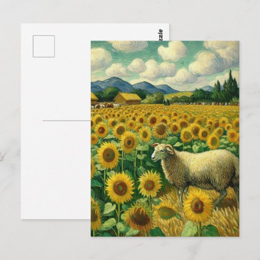 Schapen in de Zonnebloemvelden Briefkaart (Voorkant / Achterkant)