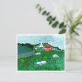 Schapen in een briefkaart van het landschap New En (Staand voorkant)