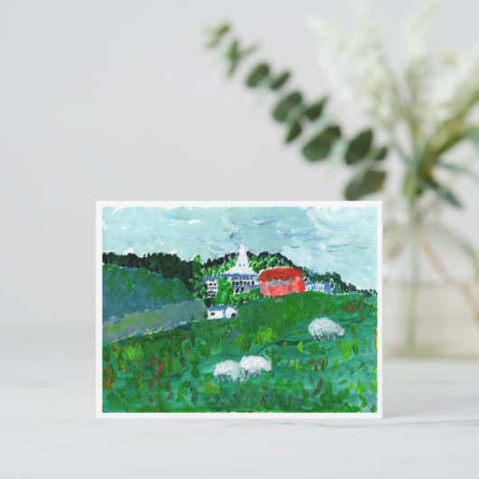 Schapen in een briefkaart van het landschap New En (Staand voorkant)