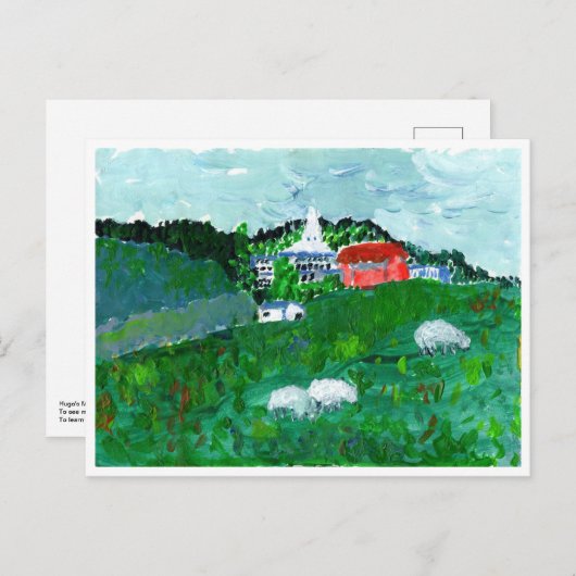 Schapen in een briefkaart van het landschap New En (Voorkant / Achterkant)