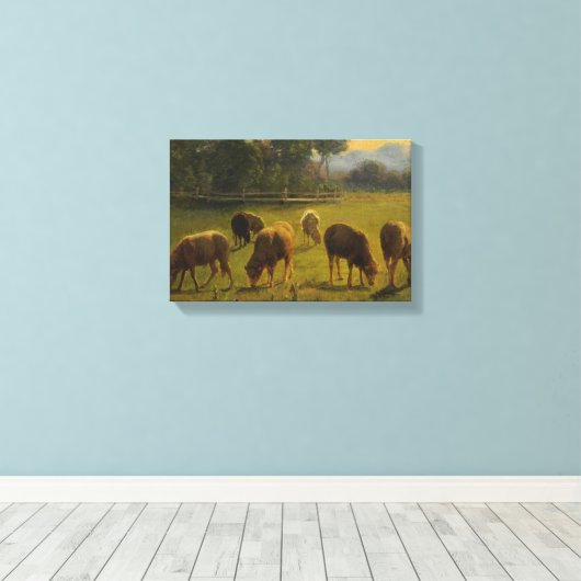 Schapen in een Landelijk Landschap (door Rosa Bonh Canvas Afdruk (Insitu (Houten vloer))