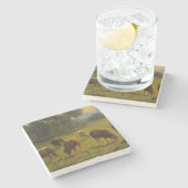 Schapen in een landelijk landschap (Frans Boerderi Stenen Onderzetter (Zijkant)