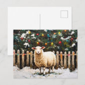 Schapen in een sneeuwscène tijdens de feestdagen briefkaart (Voorkant / Achterkant)