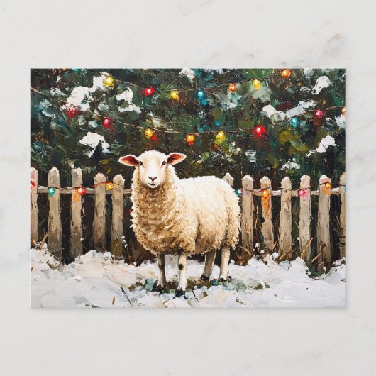 Schapen in een sneeuwscène tijdens de feestdagen briefkaart (Voorkant)
