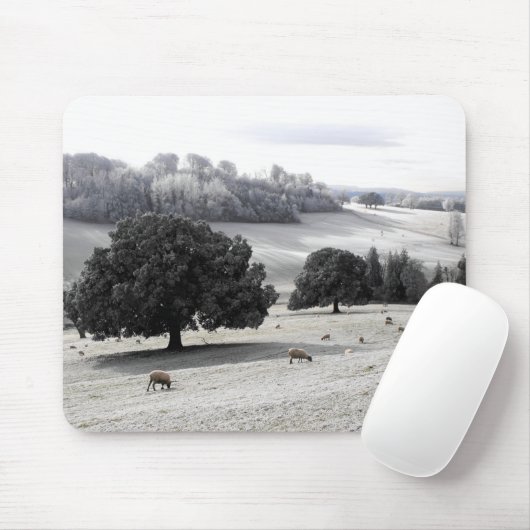 Schapen in een vorstveld muismat (Met muis)