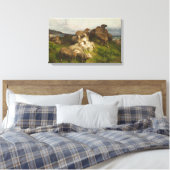 Schapen in een weide (door August Friedrich Schenc Canvas Afdruk (Insitu (Slaapkamer))