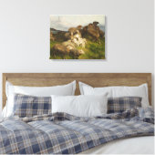 Schapen in een weide (door August Friedrich Schenc Canvas Afdruk (Insitu (Slaapkamer))