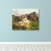 Schapen in een weide (door August Friedrich Schenc Canvas Afdruk (Insitu (Houten vloer))