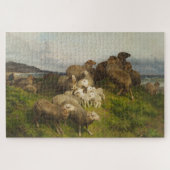 Schapen in een weide (door August Friedrich Schenc Legpuzzel (Horizontaal)