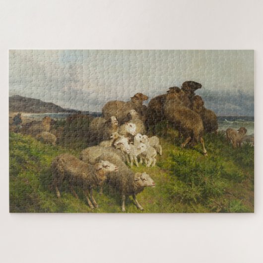 Schapen in een weide (door August Friedrich Schenc Legpuzzel (Horizontaal)