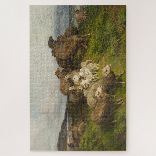 Schapen in een weide (door August Friedrich Schenc Legpuzzel (Verticaal)