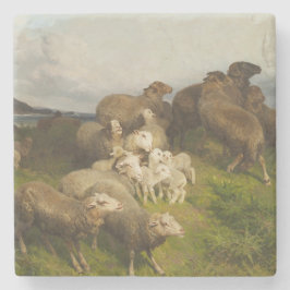 Schapen in een weide (door August Friedrich Schenc Stenen Onderzetter