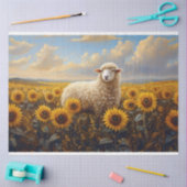 Schapen in een zonnebloem Veld Schilderij Decoupag Tissuepapier (Craft)