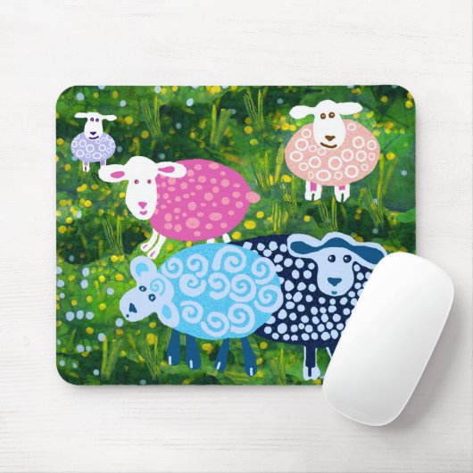 schapen in groene weiden muismat (Met muis)