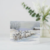 Schapen in het sneeuwkunst-Briefkaart Briefkaart (Staand voorkant)