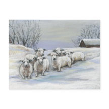 Schapen in het sneeuwkunst-Briefkaart