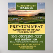 Schapen in het veld, boer en slager Adverteren Poster (Voorkant)