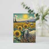Schapen in het Zonnebloemveld Van Gogh Briefkaart (Staand voorkant)