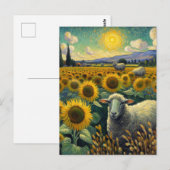 Schapen in het Zonnebloemveld Van Gogh Briefkaart (Voorkant / Achterkant)