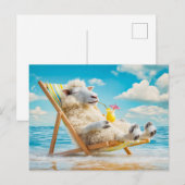 Schapen in ligstoel met cocktail illustratie feestdagenkaart (Voorkant / Achterkant)