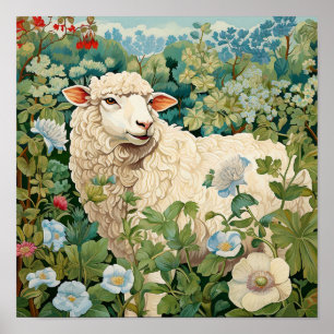 Schapen in Meadow Schilderen Poster