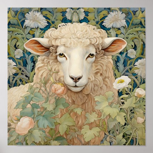 Schapen in Meadow Schilderen Poster (Voorkant)