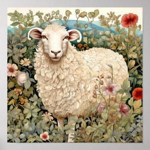 Schapen in Meadow Schilderen Poster