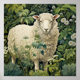 Schapen in Meadow Schilderen Poster