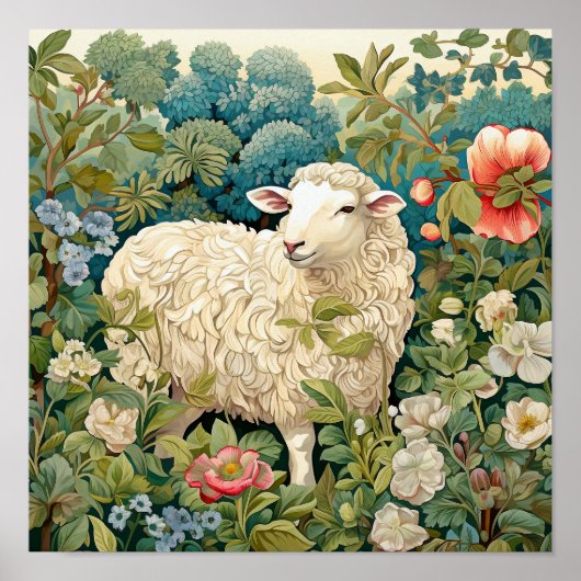 Schapen in Meadow Schilderen Poster (Voorkant)
