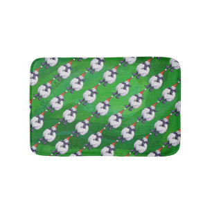 Schapen in Santa Hat op groen Badmat