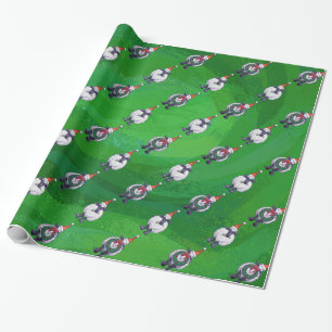Schapen in Santa Hat op groen Cadeaupapier