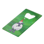Schapen in Santa Hat op groen Creditkaart Flessenopener (Voorkant Gekanteld)