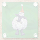 Schapen in Santa Hat op groen Glazen Onderzetter (Achterkant)
