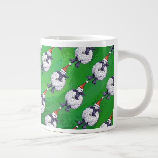 Schapen in Santa Hat op groen Grote Koffiekop (Rechts)