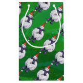 Schapen in Santa Hat op groen Klein Cadeauzakje (Achterkant)