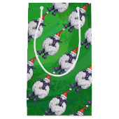 Schapen in Santa Hat op groen Klein Cadeauzakje (Voorkant)