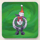 Schapen in Santa Hat op groen Onderzetter (Voorkant)