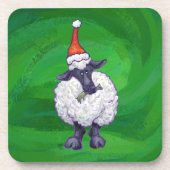 Schapen in Santa Hat op groen Onderzetter (Voorkant)