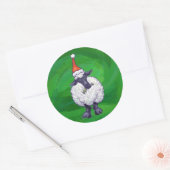 Schapen in Santa Hat op groen Ronde Sticker (Envelop)