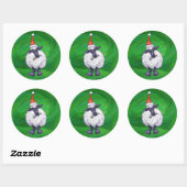 Schapen in Santa Hat op groen Ronde Sticker (Vel)