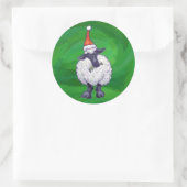 Schapen in Santa Hat op groen Ronde Sticker (Tas)
